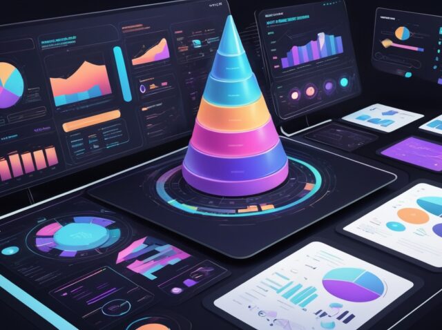 Answer-first content strategy dashboard with TOFU, MOFU, BOFU stages in a futuristic AI interface