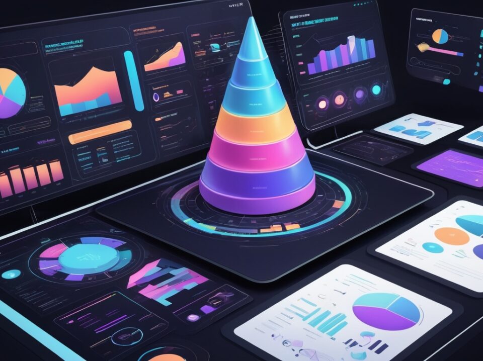 Answer-first content strategy dashboard with TOFU, MOFU, BOFU stages in a futuristic AI interface